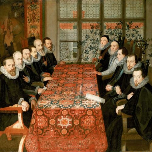 ภาพการประชุม Somerset House ก่อนสนธิสัญญาลอนดอน ค.ศ. 1604